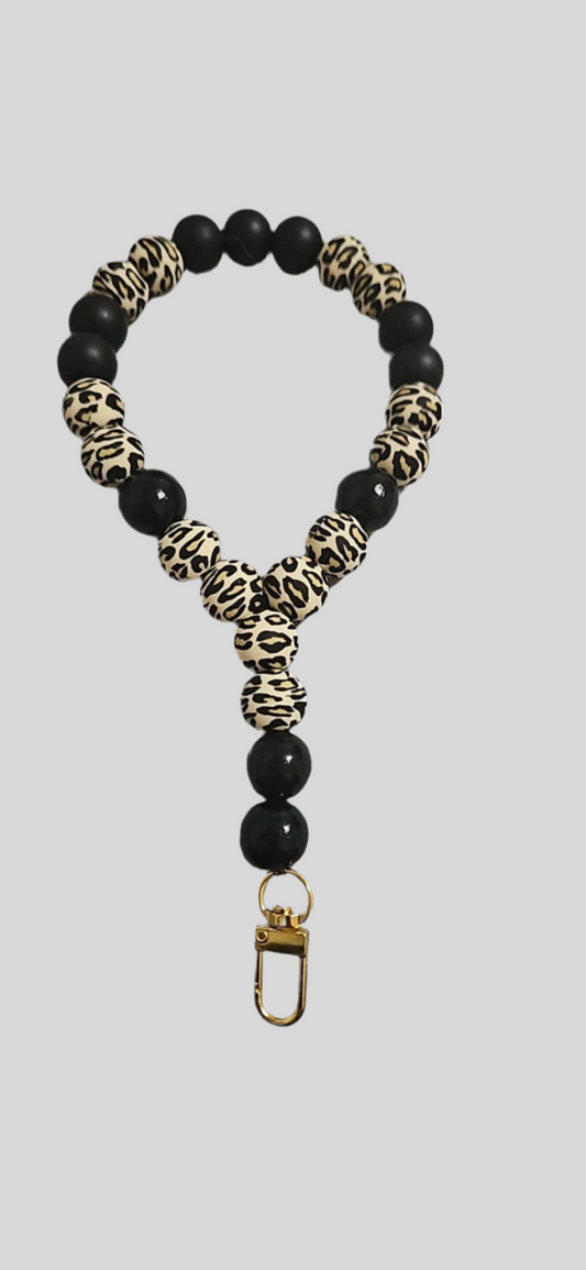 Cheetah Print Beaded Phone Wristlet